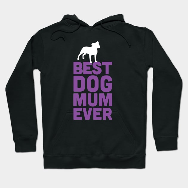 Best Staffie Bull Terrier Dog Mum Ever - Purple Dog Lover Gift Hoodie by Elsie Bee Designs